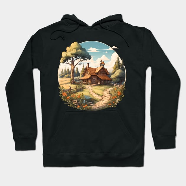 Tranquil Timber Dwelling Hoodie by Rain Of Colors